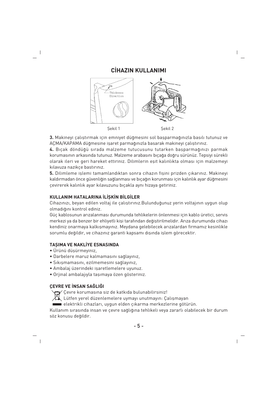 C‹hazin kullanimi | SINBO SMS 5605 User Manual | Page 6 / 43