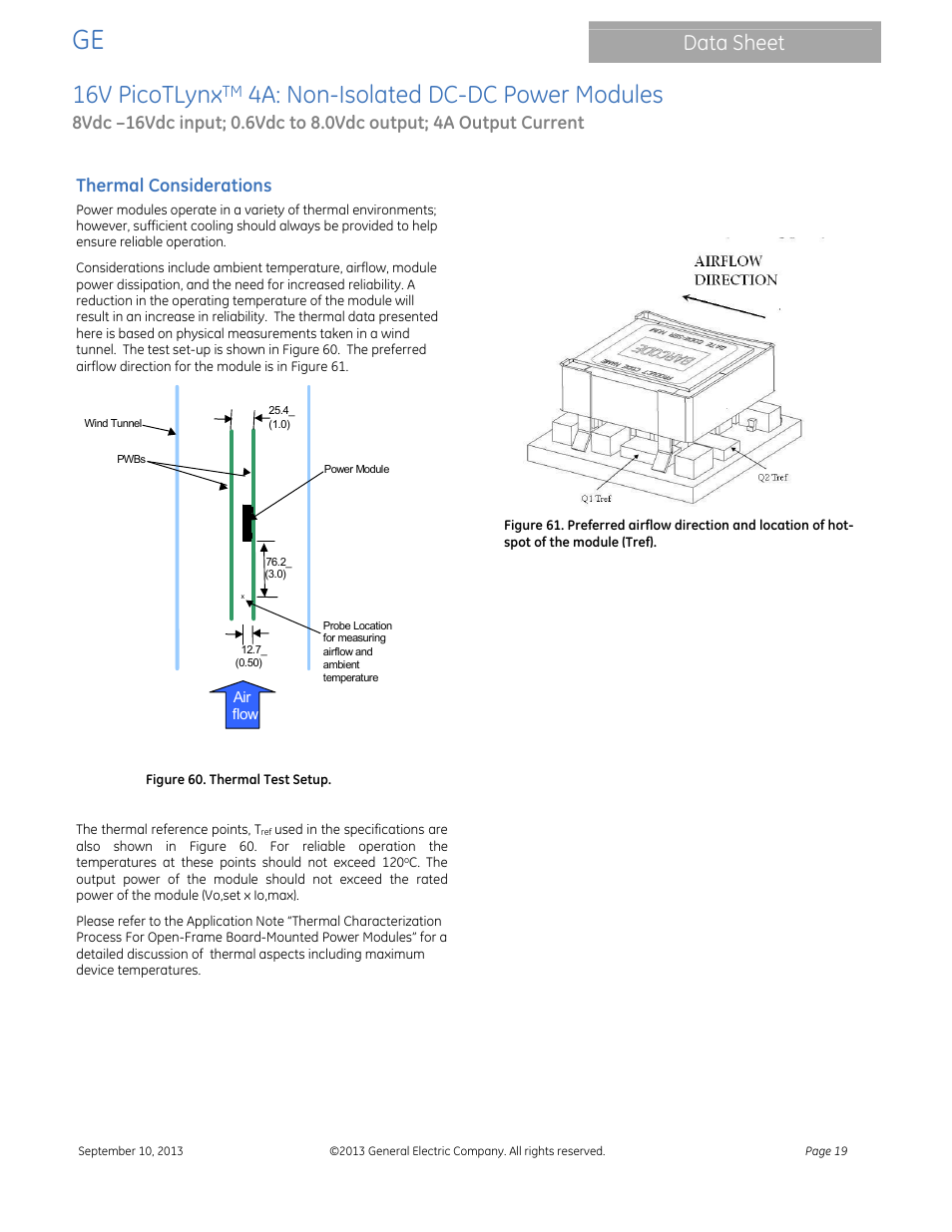 16v picotlynx, 4a: non-isolated dc-dc power modules, Data sheet | GE Industrial Solutions 16V PicoTLynx 4A User Manual | Page 19 / 26