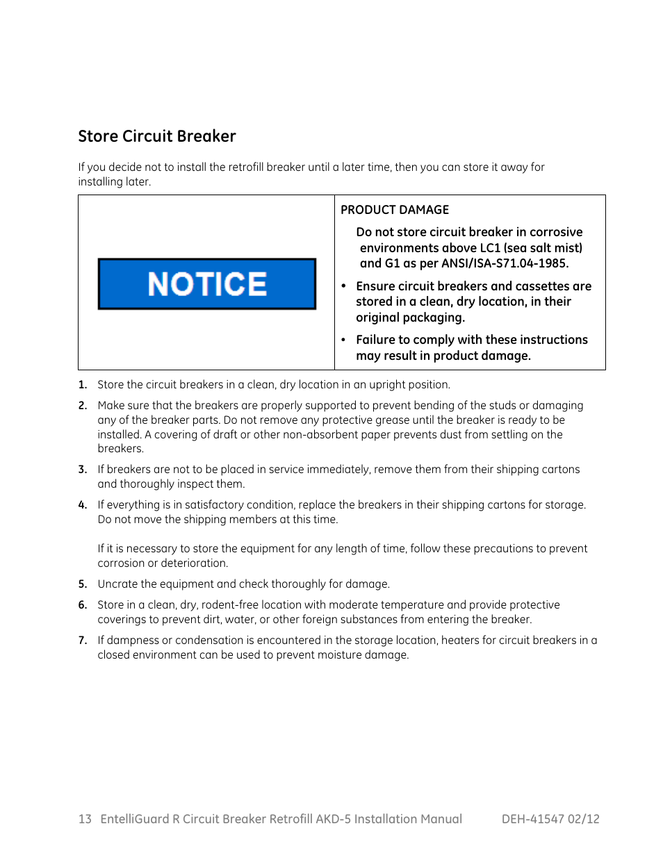 Store circuit breaker | GE Industrial Solutions EntelliGuard R AKD-5 User Manual | Page 14 / 47