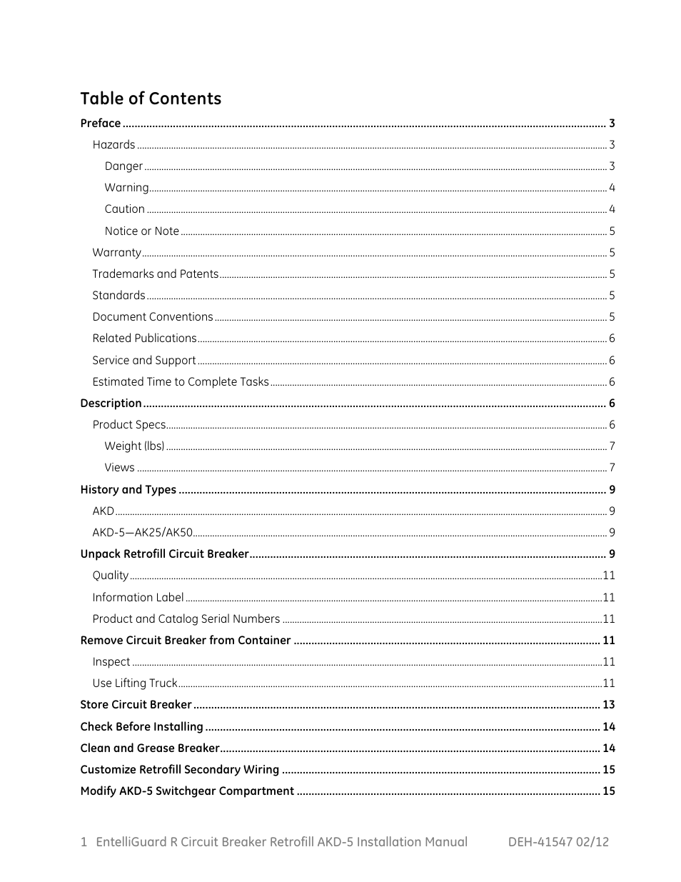 GE Industrial Solutions EntelliGuard R AKD-5 User Manual | Page 2 / 47