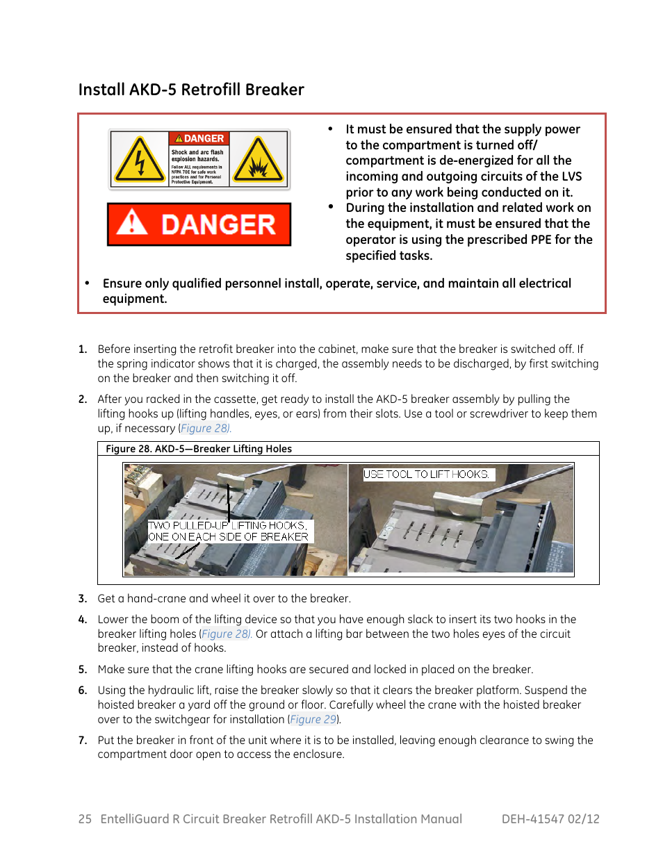 Install akd-5 retrofill breaker | GE Industrial Solutions EntelliGuard R AKD-5 User Manual | Page 26 / 47