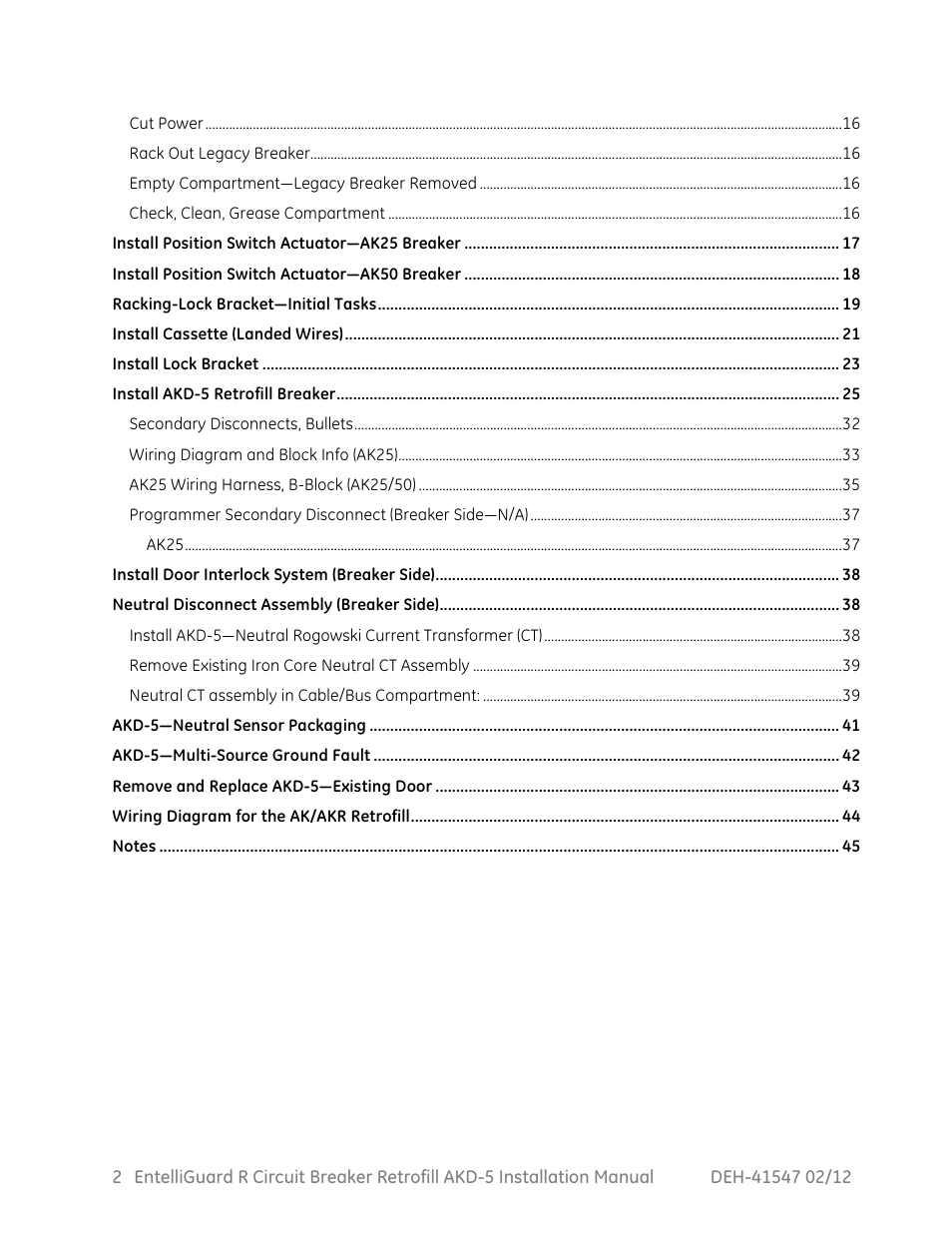 GE Industrial Solutions EntelliGuard R AKD-5 User Manual | Page 3 / 47