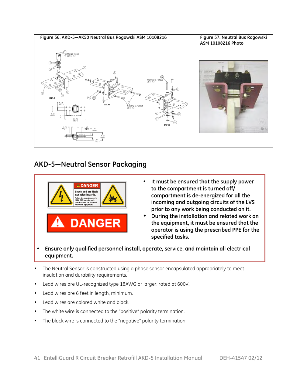 Akd-5—neutral sensor packaging | GE Industrial Solutions EntelliGuard R AKD-5 User Manual | Page 42 / 47