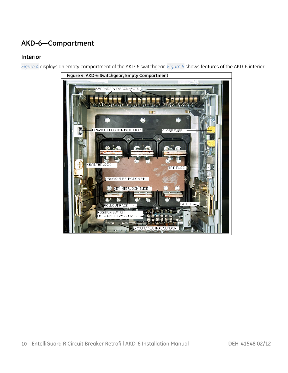 Akd-6—compartment | GE Industrial Solutions EntelliGuard R AKD-6 User Manual | Page 11 / 41