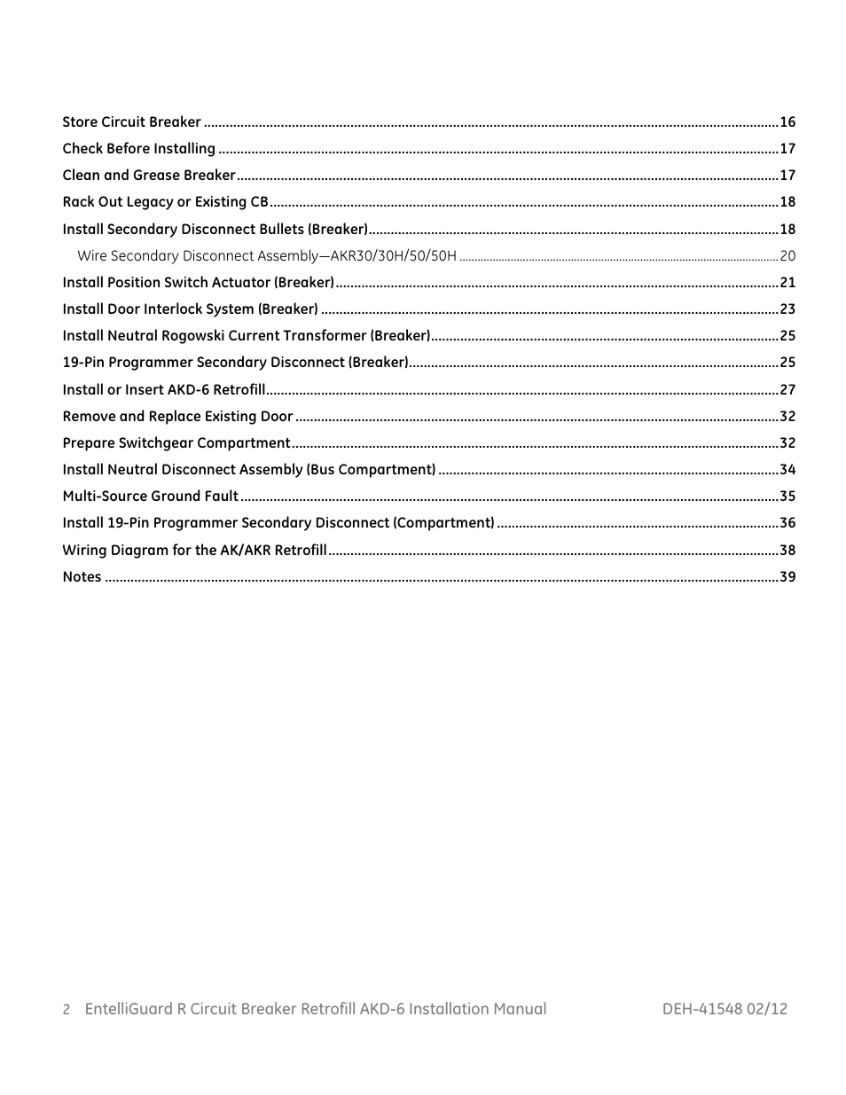 GE Industrial Solutions EntelliGuard R AKD-6 User Manual | Page 3 / 41