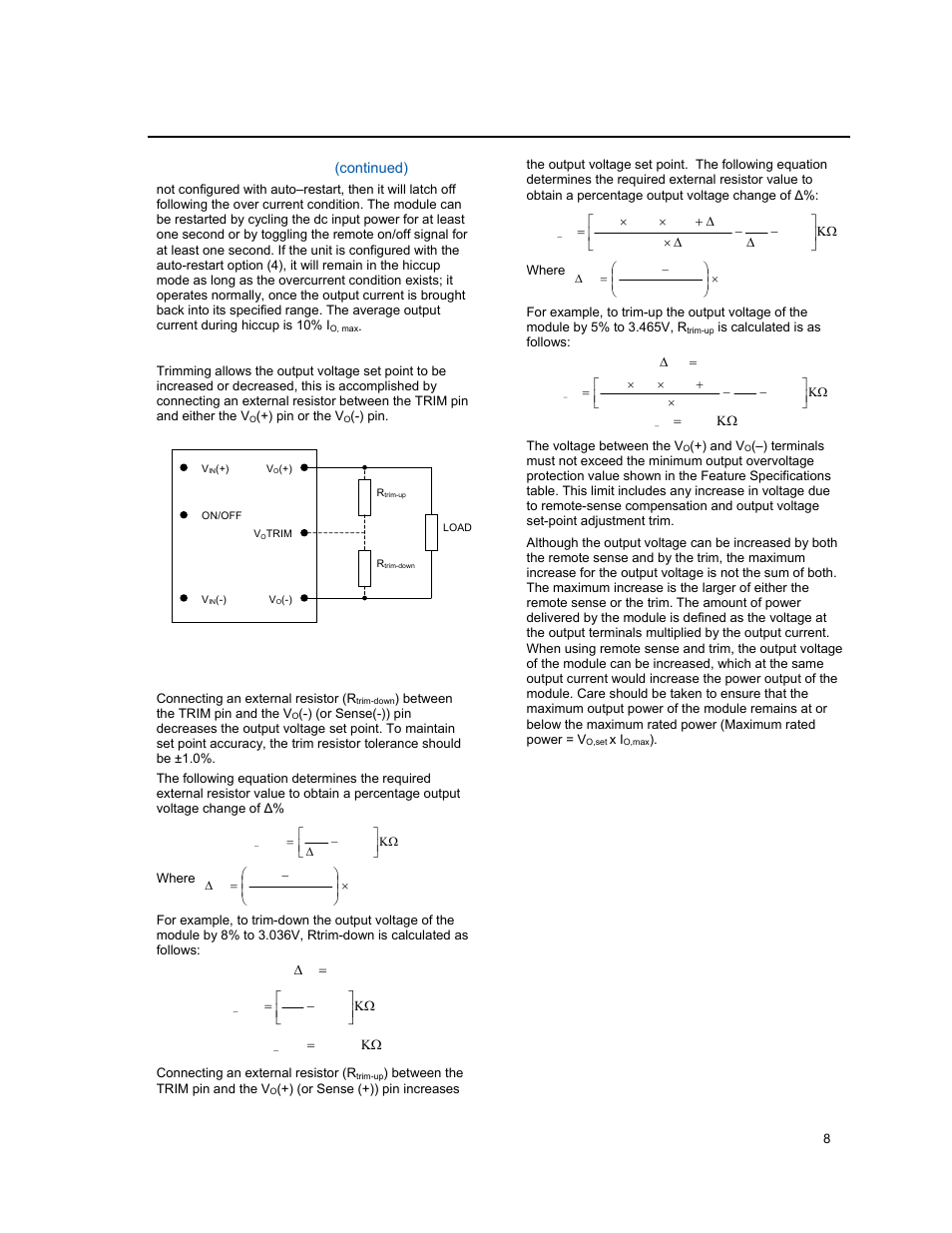 Feature descriptions | GE Industrial Solutions ESTW025A0F Series User Manual | Page 8 / 20