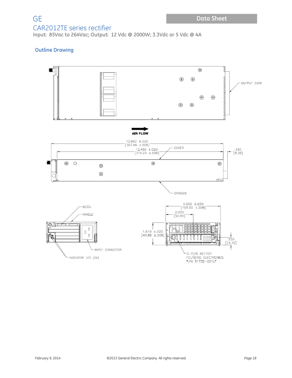 Car2012te series rectifier, Data sheet | GE Industrial Solutions CAR2012TE series User Manual | Page 18 / 20