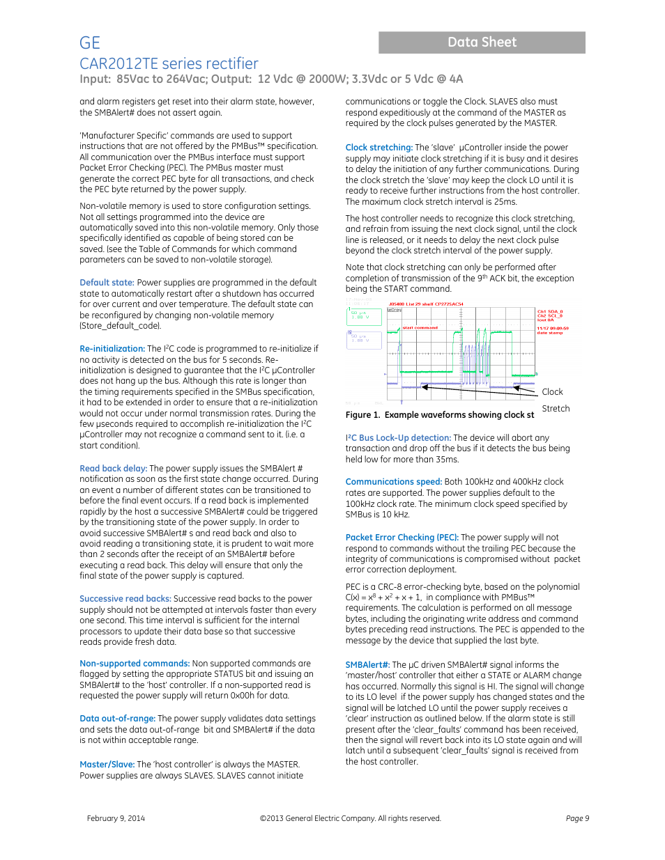 Car2012te series rectifier, Data sheet | GE Industrial Solutions CAR2012TE series User Manual | Page 9 / 20