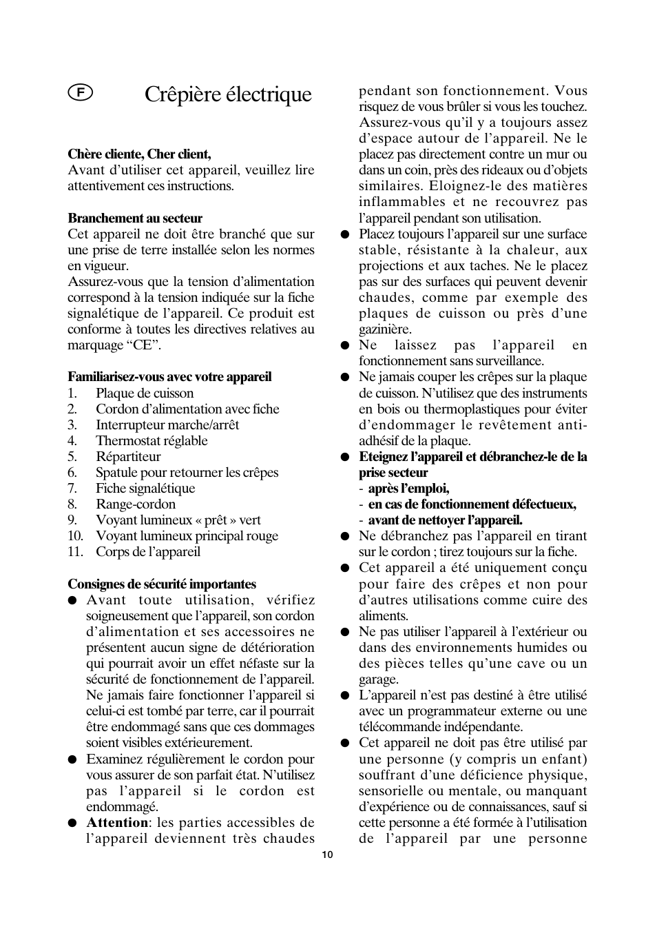 Crêpière électrique | SEVERIN CM 2198 User Manual | Page 10 / 46