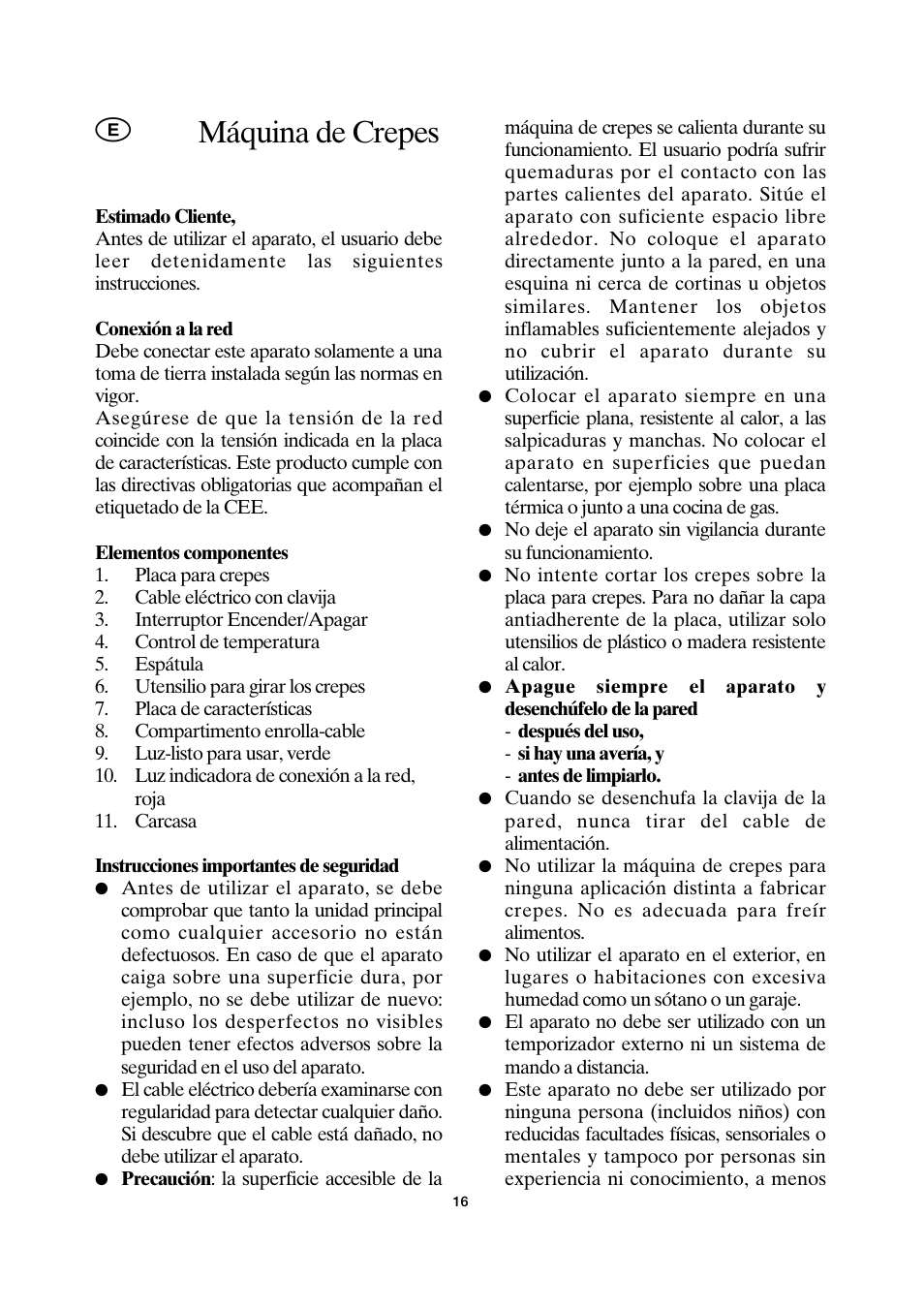 Máquina de crepes | SEVERIN CM 2198 User Manual | Page 16 / 46