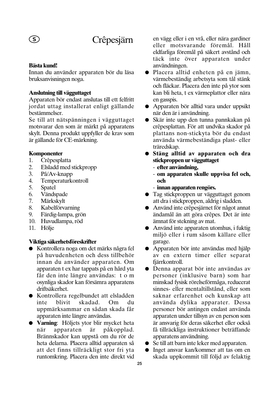 Crêpesjärn | SEVERIN CM 2198 User Manual | Page 25 / 46