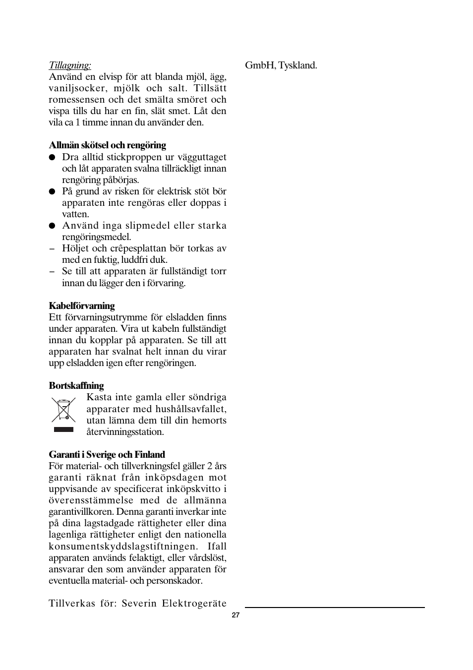 SEVERIN CM 2198 User Manual | Page 27 / 46