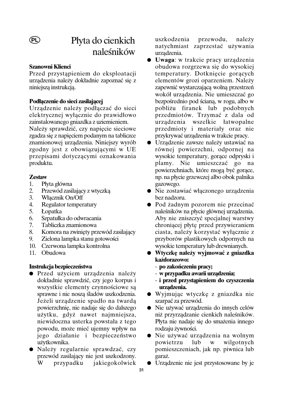 Płyta do cienkich naleśników | SEVERIN CM 2198 User Manual | Page 31 / 46