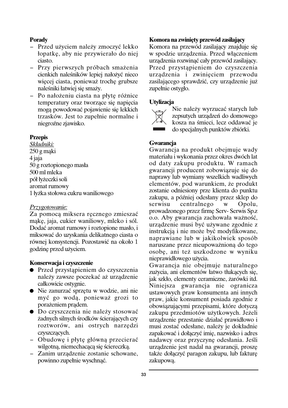 SEVERIN CM 2198 User Manual | Page 33 / 46