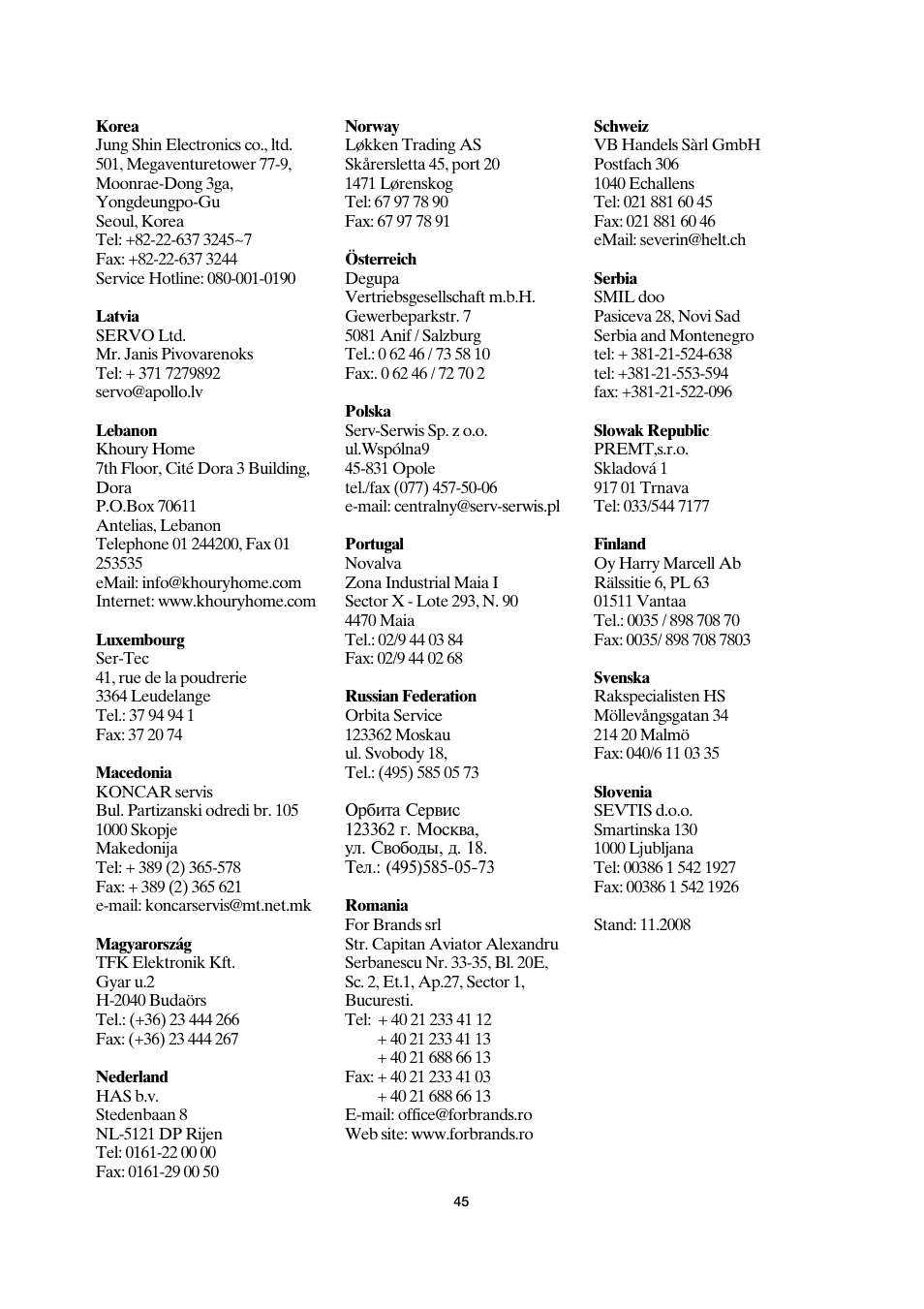 SEVERIN CM 2198 User Manual | Page 45 / 46