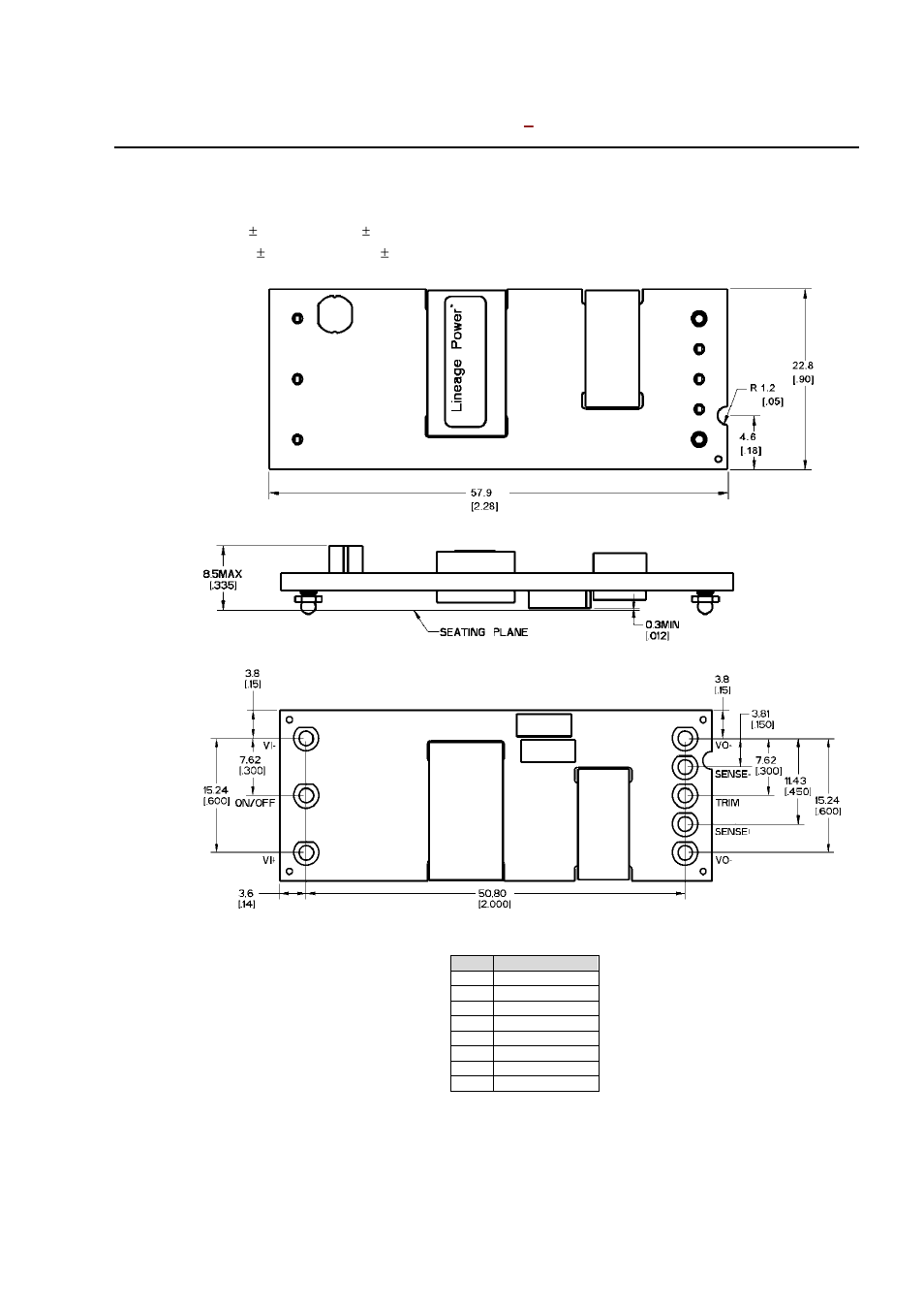 Mechanical outline for surface mount module, Top view, Side view | Bottom view | GE Industrial Solutions ESTW015A0F Series User Manual | Page 14 / 17