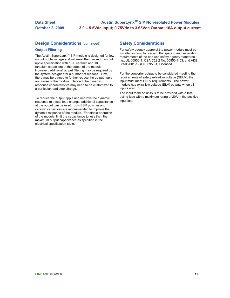 GE Industrial Solutions Austin SuperLynx SIP User Manual | Page 11 / 18