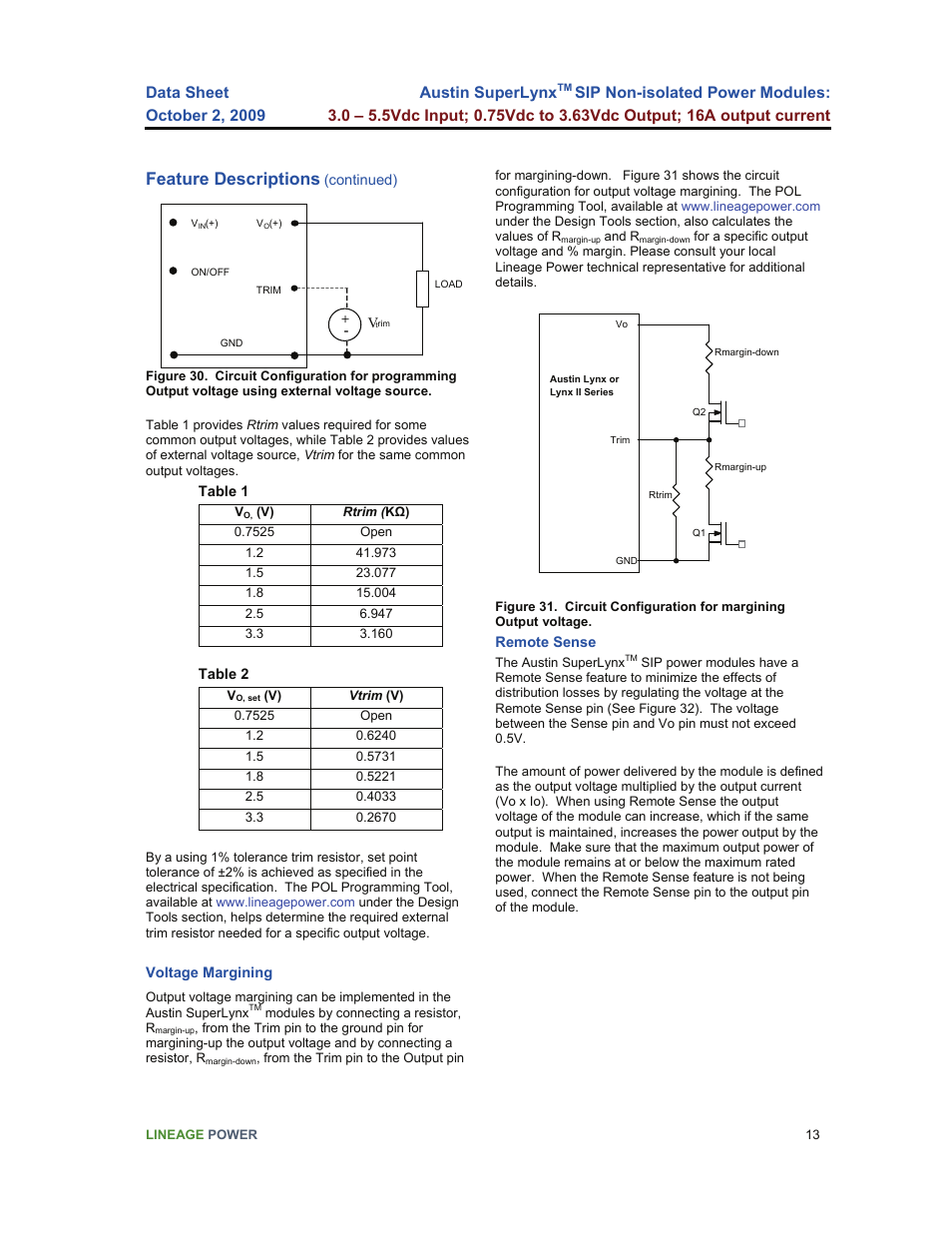Feature descriptions, Austin superlynx | GE Industrial Solutions Austin SuperLynx SIP User Manual | Page 13 / 18