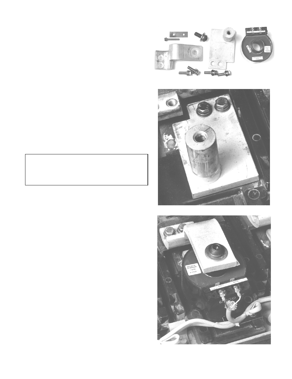 Installing the phase sensors, Parts provided for ct installation per pole, Ct post mounted in the breaker back frame | GE Industrial Solutions ProTrip Conversion Kits AK-1-50 User Manual | Page 7 / 18