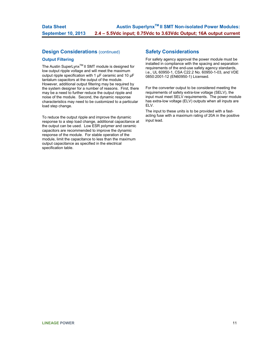 GE Industrial Solutions Austin SuperLynx II SMT User Manual | Page 11 / 21