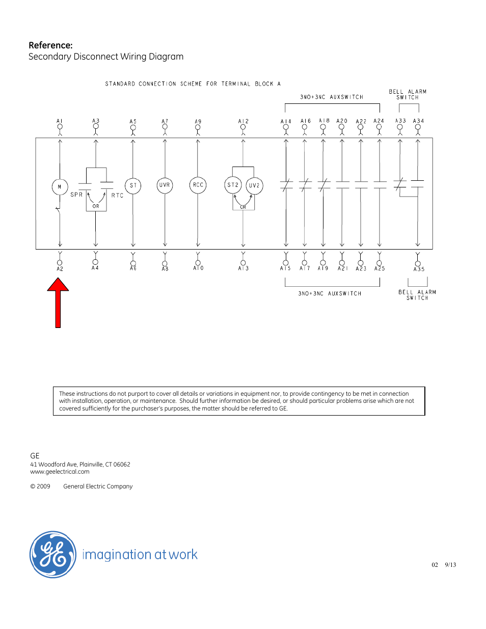 Reference: secondary disconnect wiring diagram | GE Industrial Solutions EntelliGuard G Motor Operator User Manual | Page 4 / 4