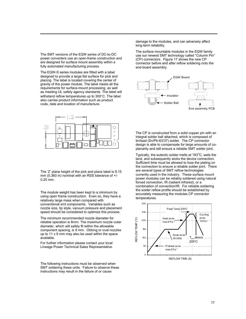 Surface mount information | GE Industrial Solutions EQW006 Series User Manual | Page 17 / 19