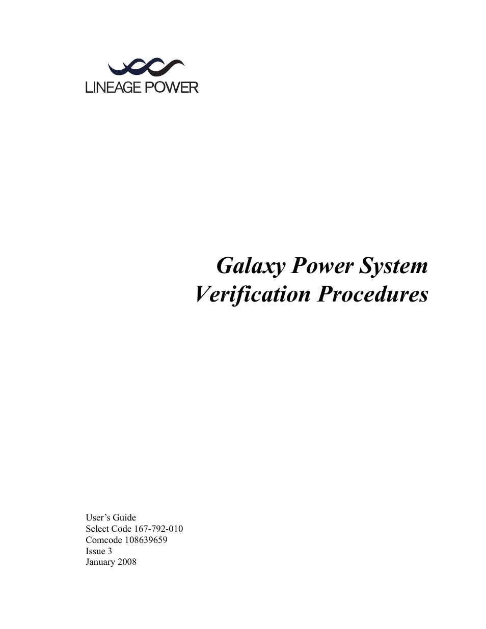 GE Industrial Solutions Galaxy Verification User Manual | 102 pages