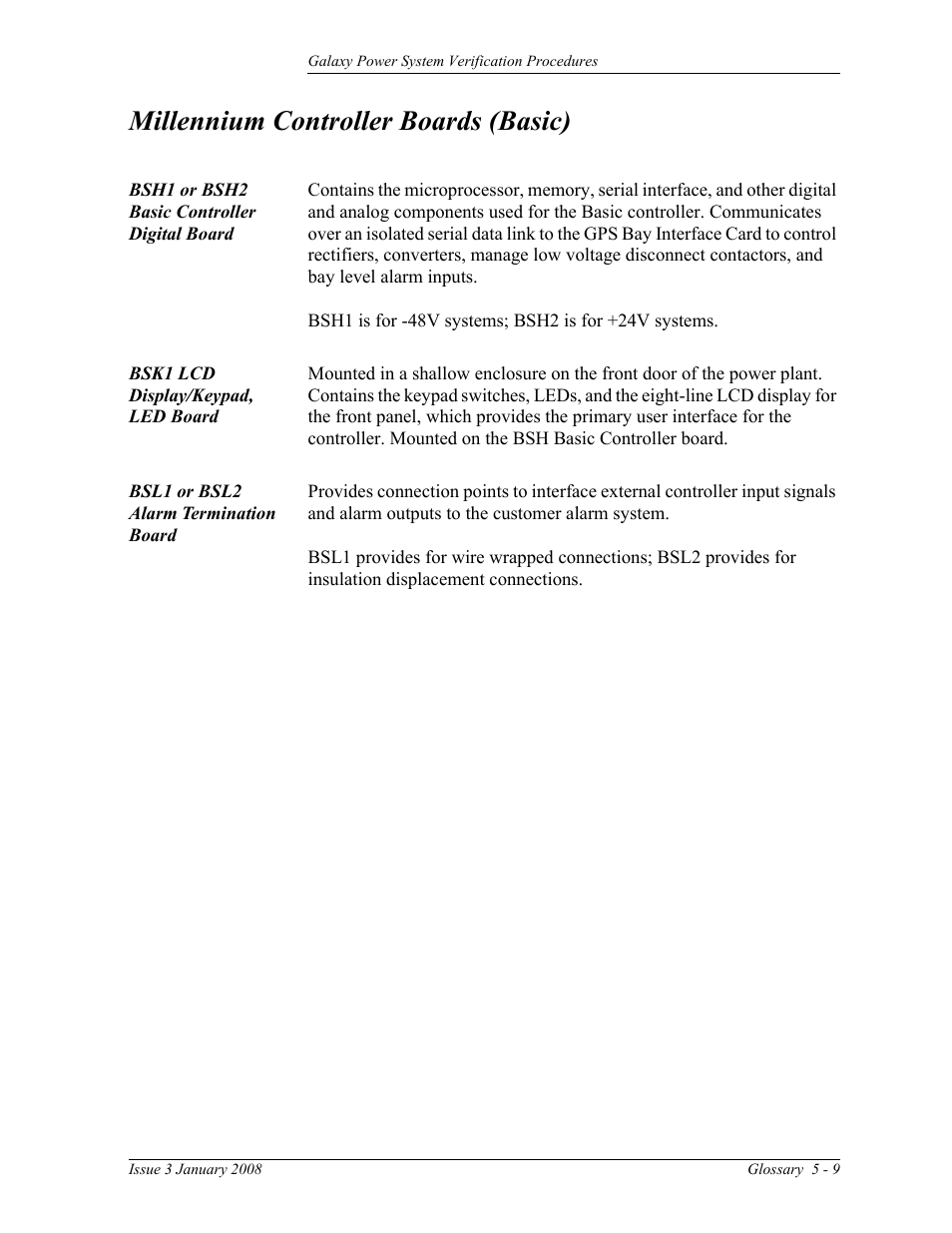 Millennium controller boards (basic) | GE Industrial Solutions Galaxy Verification User Manual | Page 101 / 102