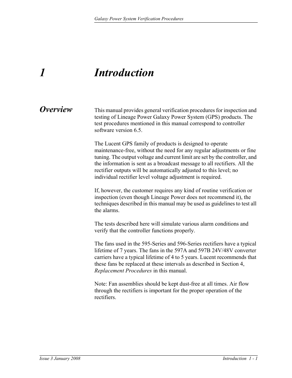 Introduction, 1 introduction, 1introduction | Overview | GE Industrial Solutions Galaxy Verification User Manual | Page 11 / 102