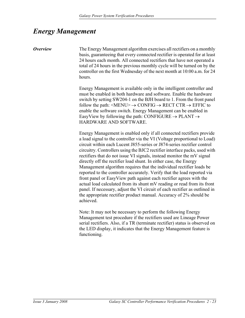 Energy management | GE Industrial Solutions Galaxy Verification User Manual | Page 35 / 102