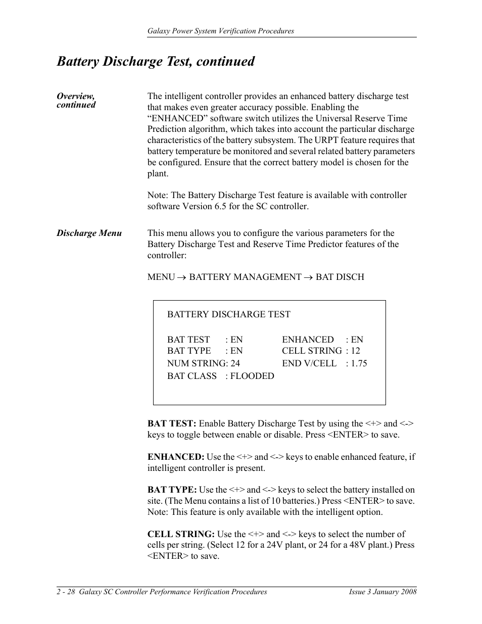 Battery discharge test, continued | GE Industrial Solutions Galaxy Verification User Manual | Page 40 / 102
