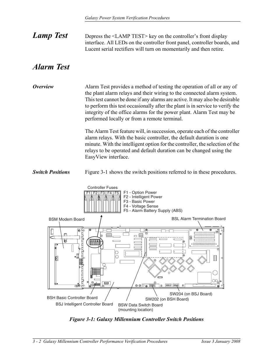 Lamp test, Alarm test | GE Industrial Solutions Galaxy Verification User Manual | Page 46 / 102