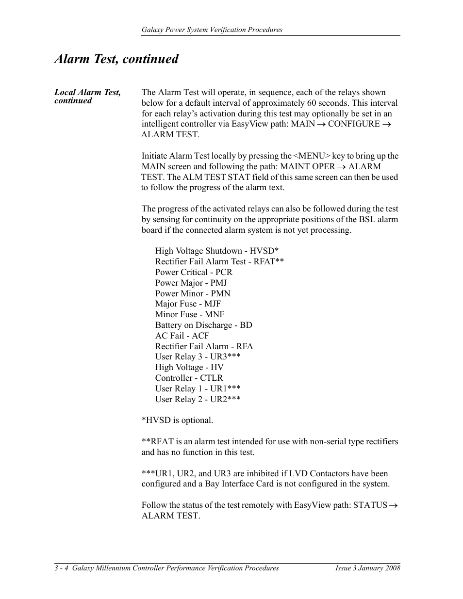 Alarm test, continued | GE Industrial Solutions Galaxy Verification User Manual | Page 48 / 102