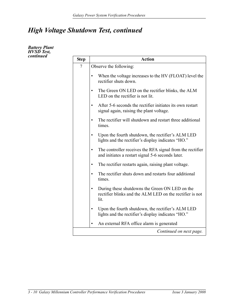 High voltage shutdown test, continued | GE Industrial Solutions Galaxy Verification User Manual | Page 54 / 102