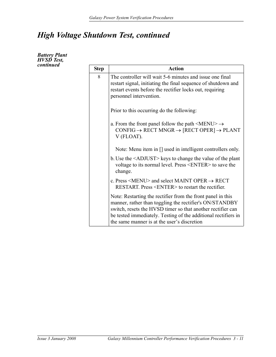 High voltage shutdown test, continued | GE Industrial Solutions Galaxy Verification User Manual | Page 55 / 102