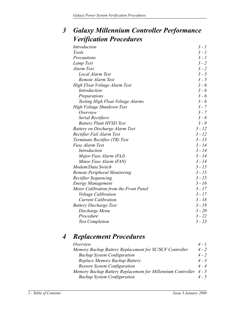 4 replacement procedures | GE Industrial Solutions Galaxy Verification User Manual | Page 6 / 102