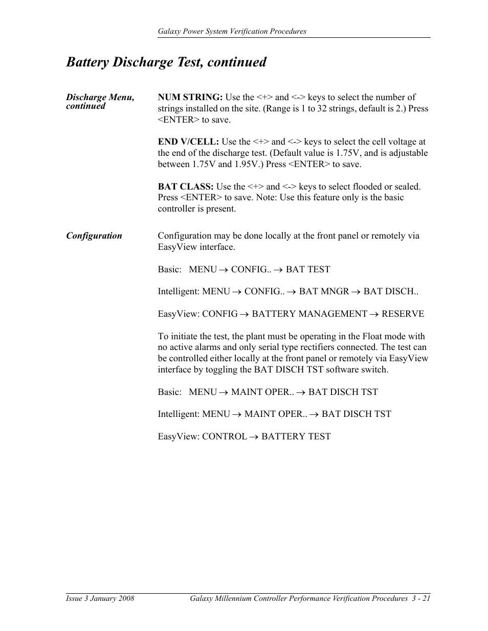 Battery discharge test, continued | GE Industrial Solutions Galaxy Verification User Manual | Page 65 / 102