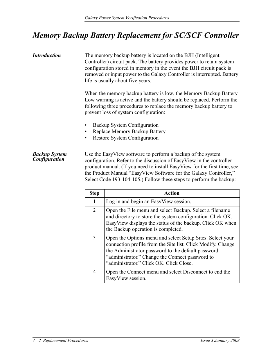 Backup system configuration | GE Industrial Solutions Galaxy Verification User Manual | Page 70 / 102
