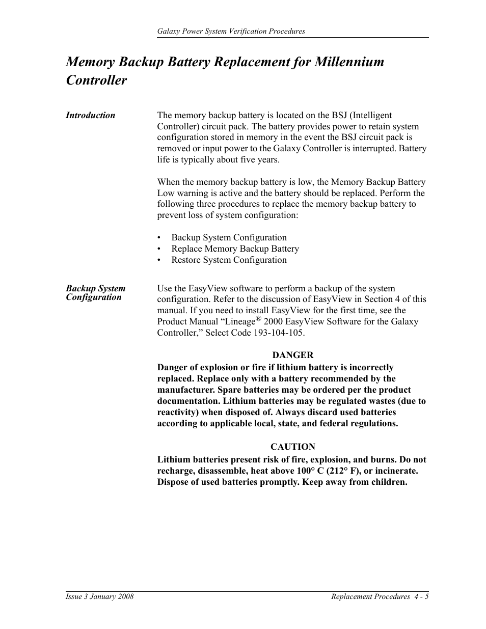 Backup system configuration | GE Industrial Solutions Galaxy Verification User Manual | Page 73 / 102
