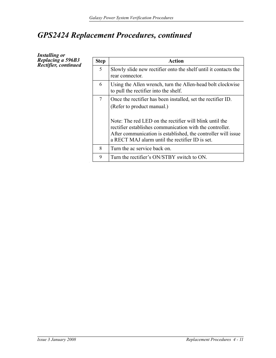 Gps2424 replacement procedures, continued | GE Industrial Solutions Galaxy Verification User Manual | Page 79 / 102