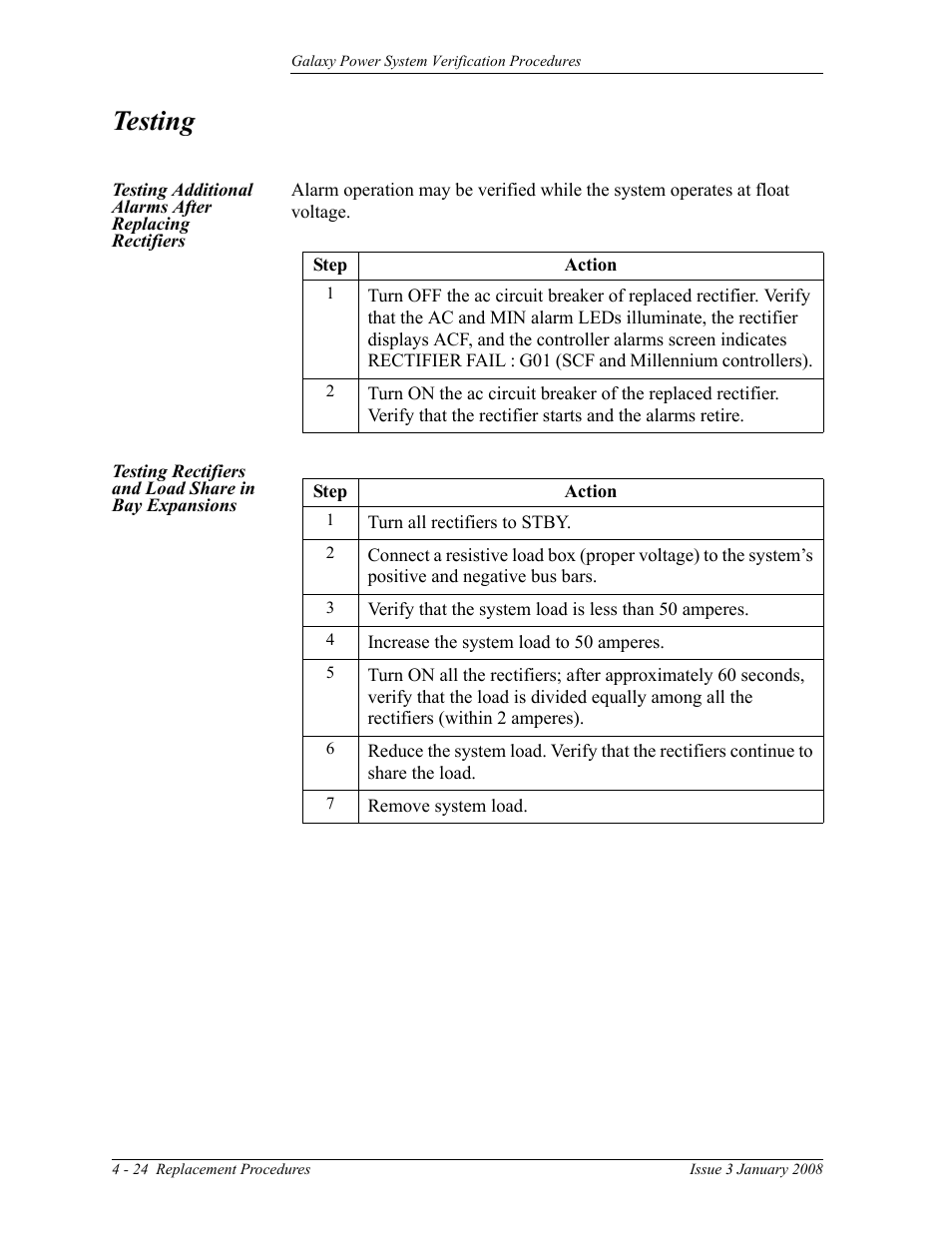 Testing | GE Industrial Solutions Galaxy Verification User Manual | Page 92 / 102