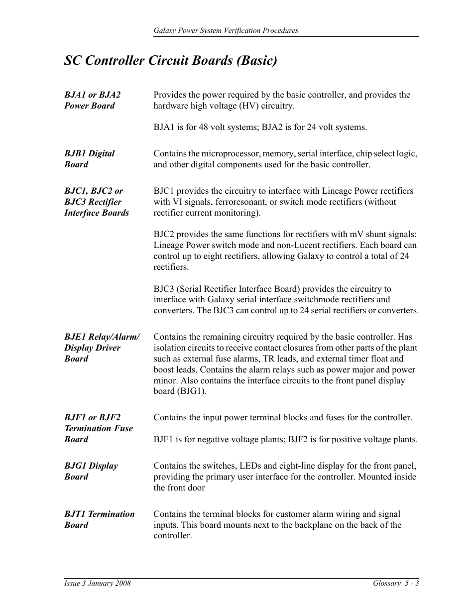 Sc controller circuit boards (basic) | GE Industrial Solutions Galaxy Verification User Manual | Page 95 / 102