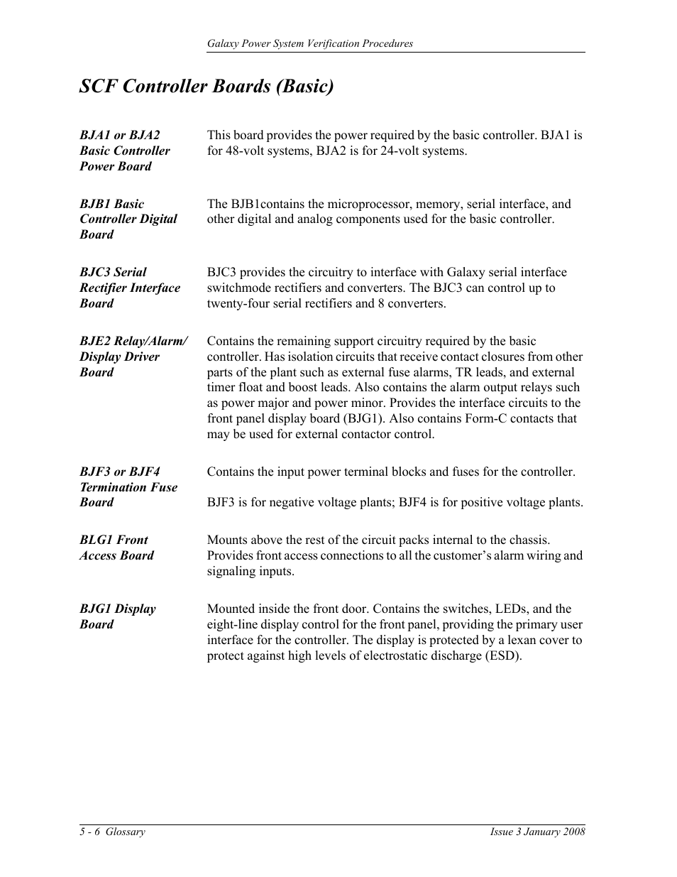 Scf controller boards (basic) | GE Industrial Solutions Galaxy Verification User Manual | Page 98 / 102