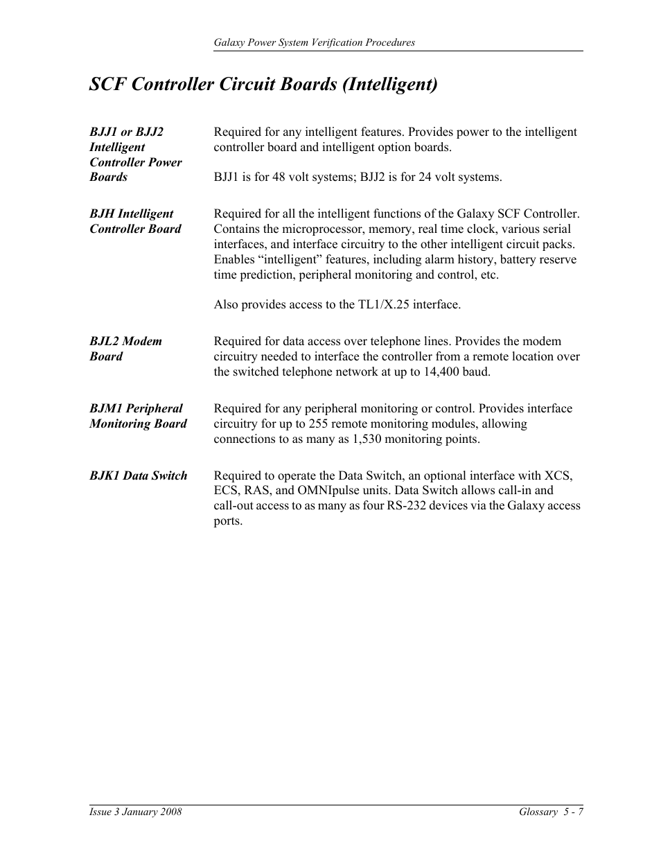 Scf controller circuit boards (intelligent) | GE Industrial Solutions Galaxy Verification User Manual | Page 99 / 102
