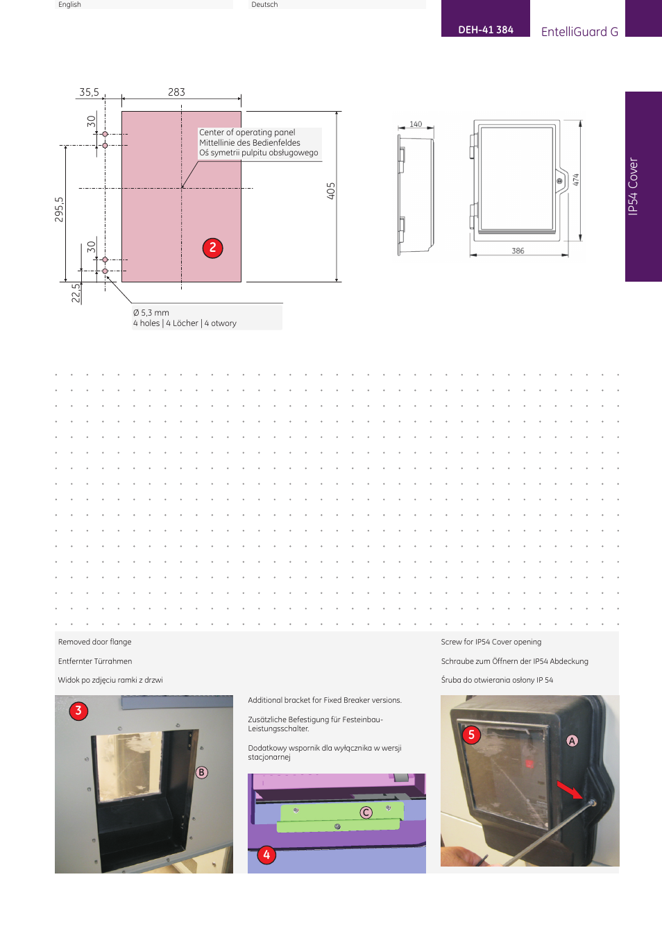 Seite3, Entelliguard g, Ip54 cov er | GE Industrial Solutions EntelliGuard G IP54 Cover User Manual | Page 3 / 4