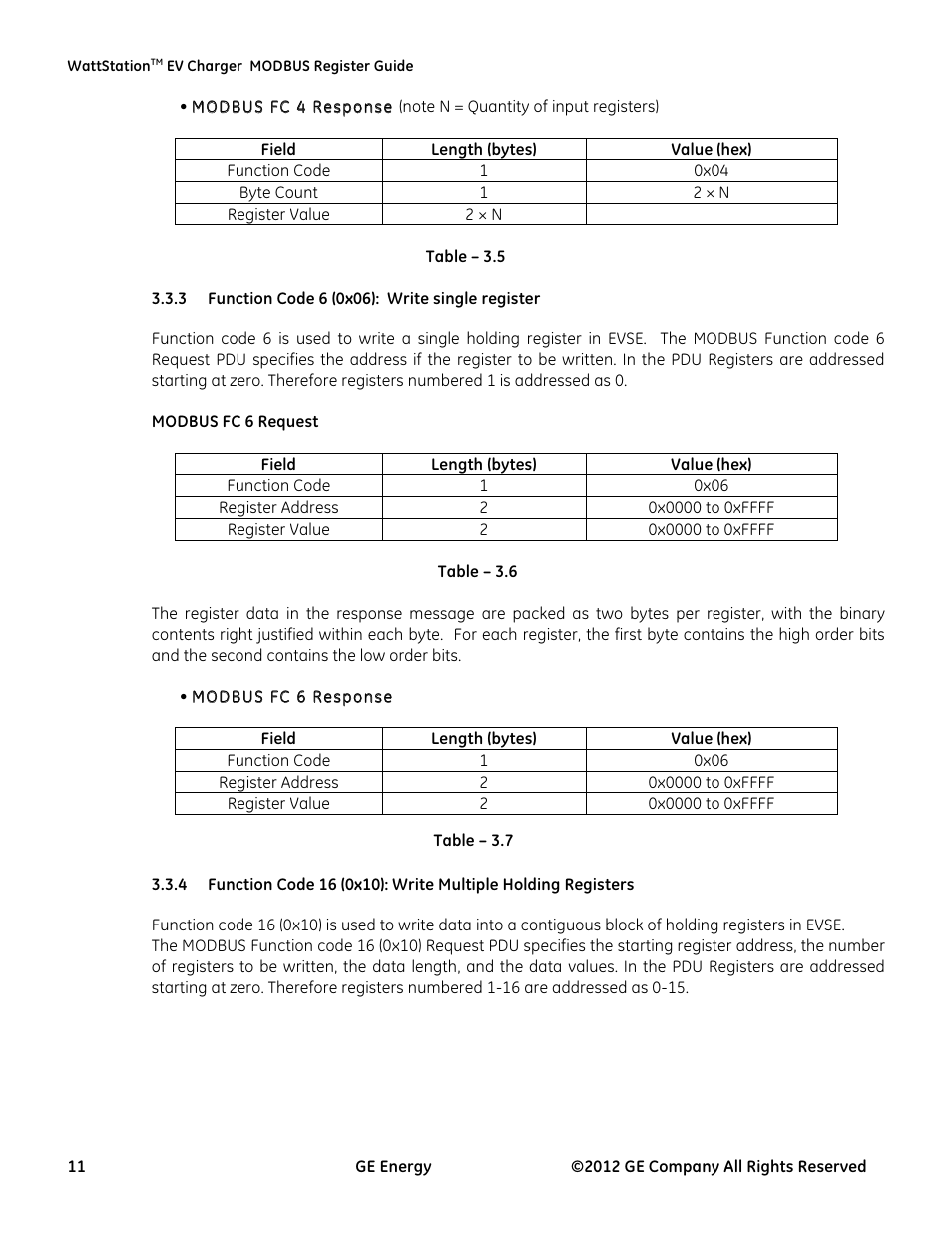 GE Industrial Solutions WattStation Pedestal EVSE Charger MODBUS Register Mapping Guide User Manual | Page 11 / 25