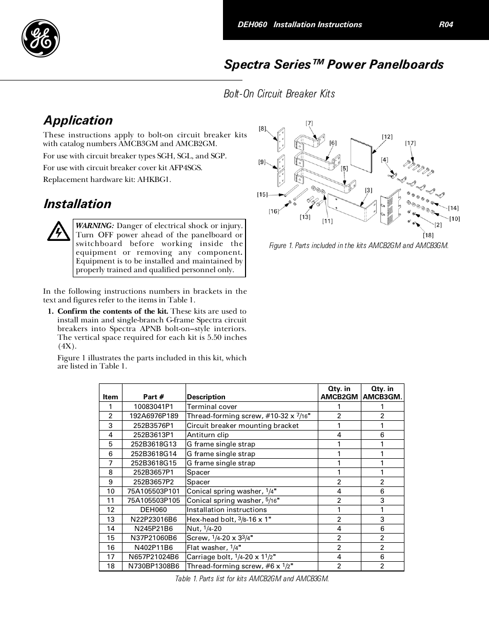 GE Industrial Solutions Spectra Series Power Panelboards AMCB2GM and AMCB3GM User Manual | 8 pages