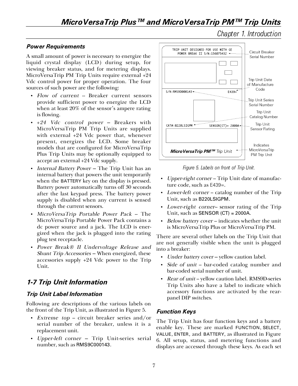 7 trip unit information | GE Industrial Solutions MicroVersaTrip PM User Manual | Page 17 / 52