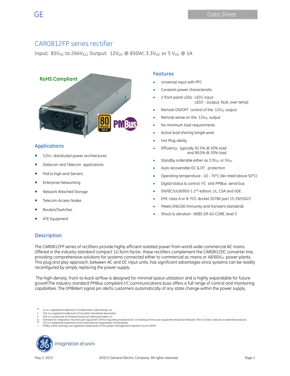 GE Industrial Solutions CAR0812FP series User Manual | 15 pages