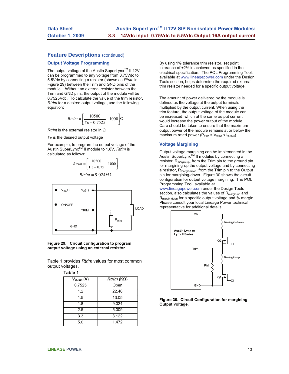 Feature descriptions | GE Industrial Solutions Austin SuperLynx II 12V SIP User Manual | Page 13 / 19
